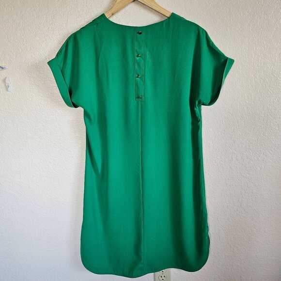 Green Shift Dress V-Neck Midi a new day Sz M Green Holiday Office - Picture 2 of 8